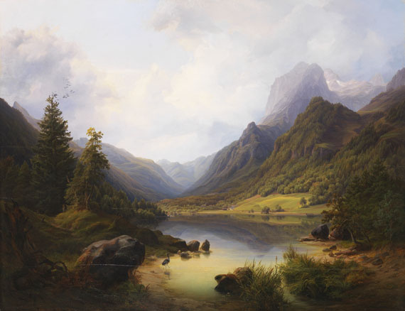 Anton Schiffer - Gebirgslandschaft mit stillem See