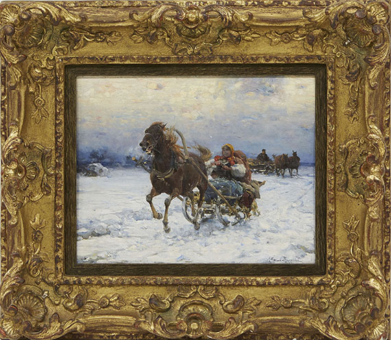 Alfred von Wierusz-Kowalski - Fröhliche Schlittenfahrt - Frame image