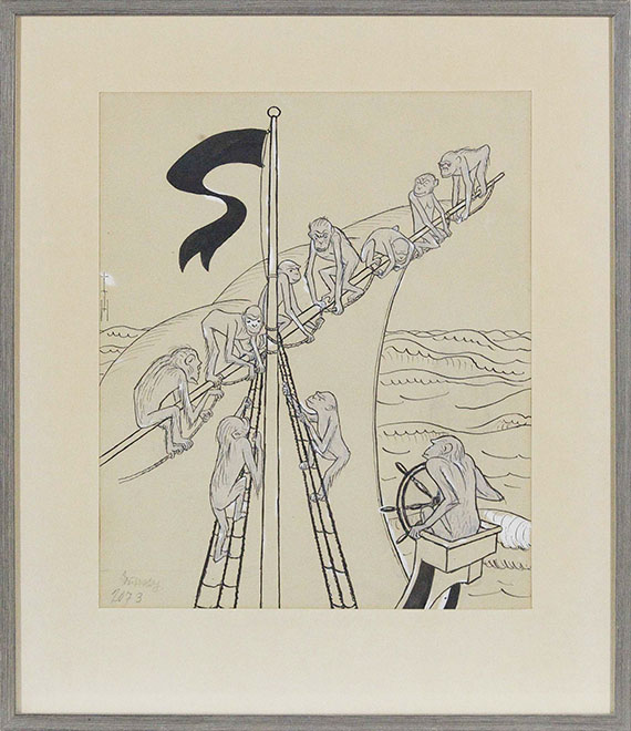 Thomas Theodor Heine - 2 Bll.: Berliner Luderleben. Die Affenfregatte - Frame image
