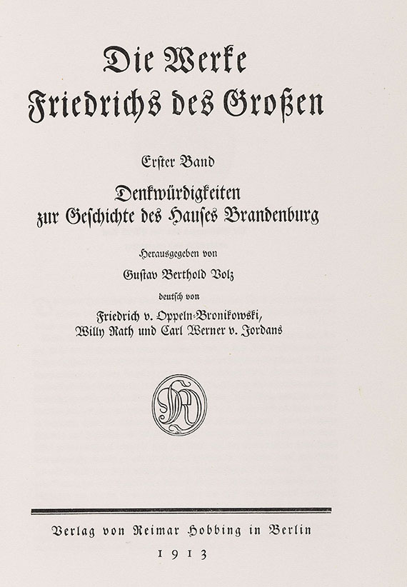 Friedrich II. der Große - Die Werke Friedrichs des Großen. 12 Bde.