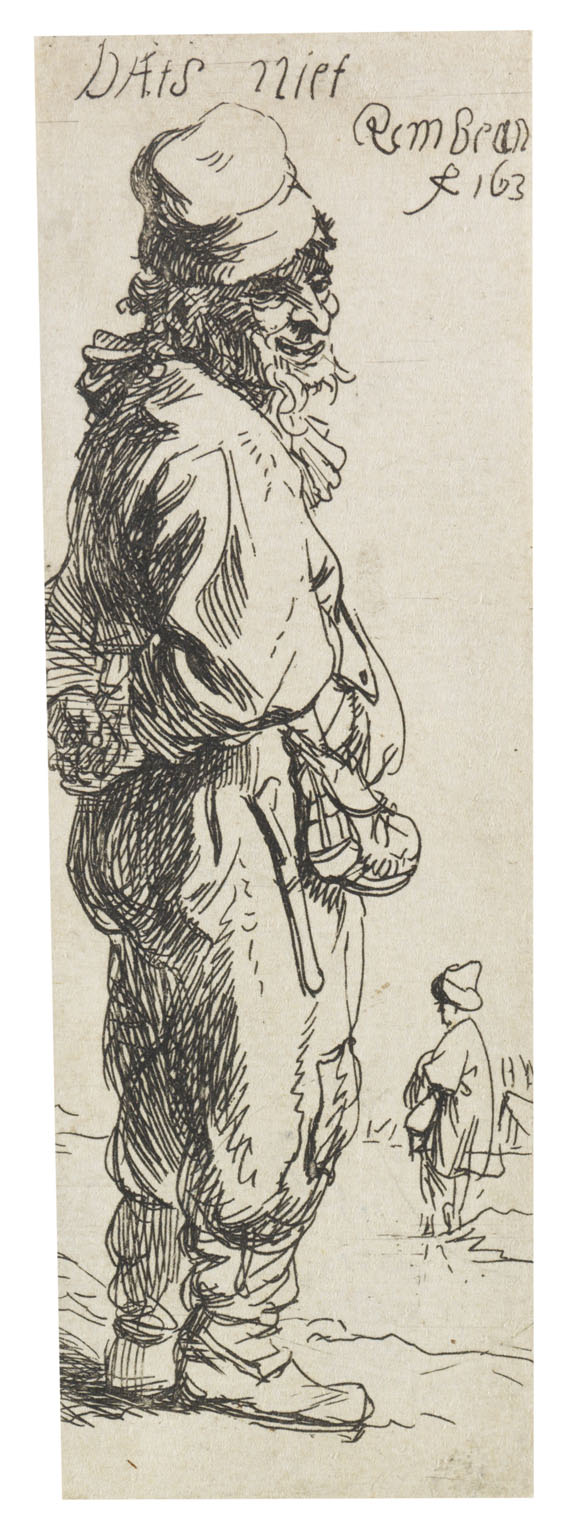 Harmensz. Rembrandt van Rijn - 2 Bll. Stehender Bauer nach links / Stehender Bauer nach rechts. Radierungen. - 