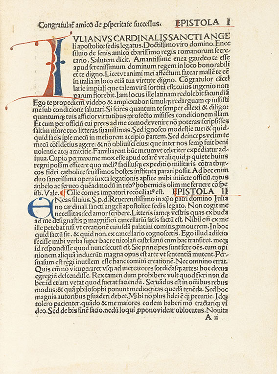  Pius II. (Aeneas Sylvius Picco - Epistolae, 1496. - Angeb.: Franciscus Niger, Grammatica, Basel 1500. - 