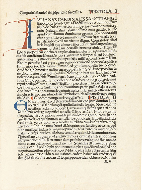 Pius II. (Aeneas Sylvius Picco - Epistolae, 1496. - Angeb.: Franciscus Niger, Grammatica, Basel 1500.