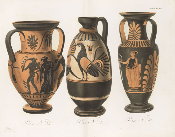 Vasenmalerei - Sammelband mit Aquatintatafeln (antike Vasen u. Vasenbemalungen). Um 1820.