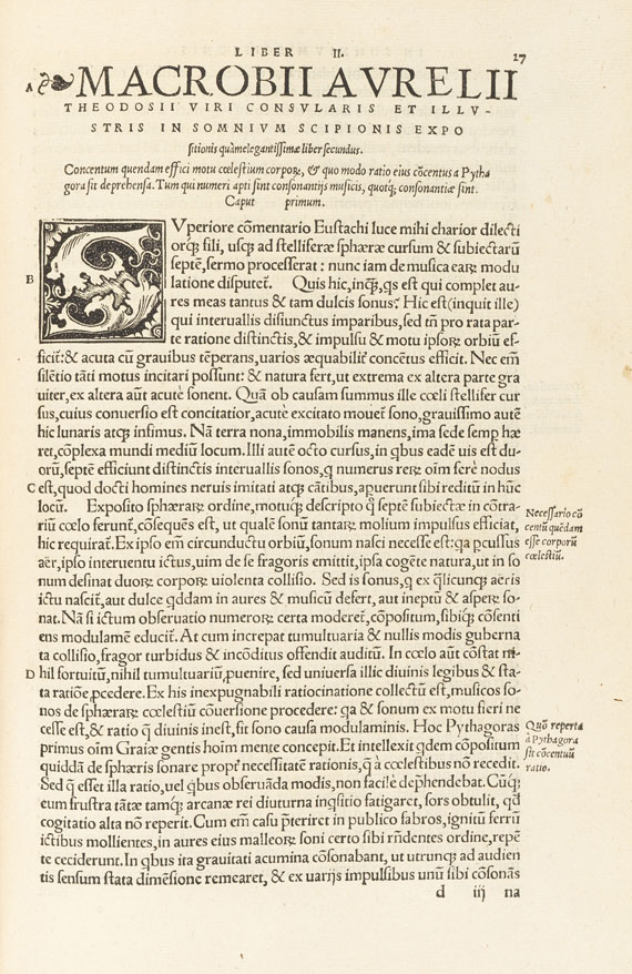 Ambrosius Theodosius Macrobius - In somnium, 1526.  - Vorgeb.: Tacitus, Historia Augusta actionum. 1519. - 