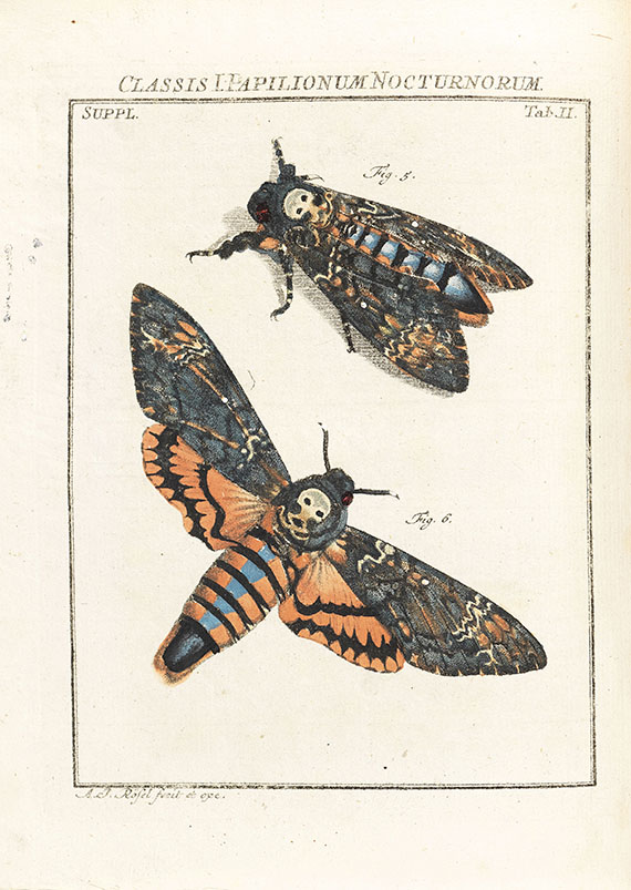 August Johann Rösel von Rosenhof - Insecten-Belustigung, 4 Bde., dazu Kleemann, Beyträge zur Naturgeschichte, 2 Bde. in 1, zusammen 5 Bde. - 