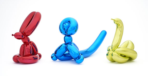 Jeff Koons - Balloon Rabbit (Red). Balloon Monkey (Blue). Balloon Swan (Yellow)