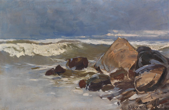 Karl Hagemeister - Strand bei Lohme mit Felsen