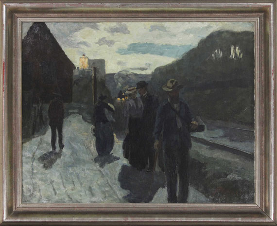 Hermann Pleuer - Stuttgarter Westbahnhof in der Abenddämmerung - Frame image