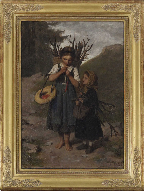 Franz von Defregger - Die kleinen Reisigsammlerinnen - Frame image