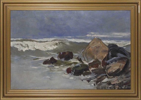 Karl Hagemeister - Strand bei Lohme mit Felsen - Frame image