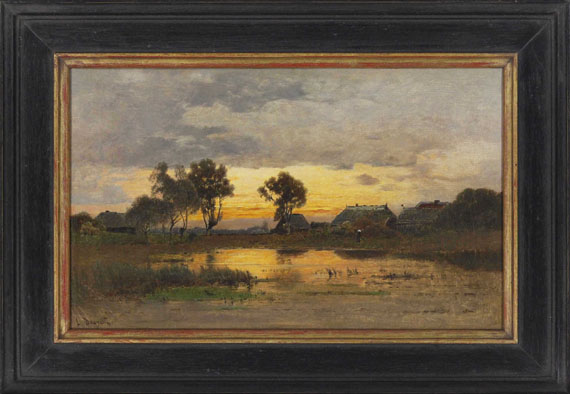 Louis Douzette - Abenddämmerung am Weiher - Frame image