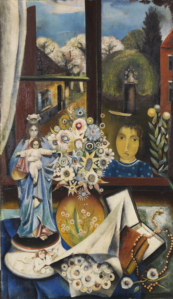 Edith Campendonk-van Leckwyck - Stillleben mit Madonna und Blumenvase