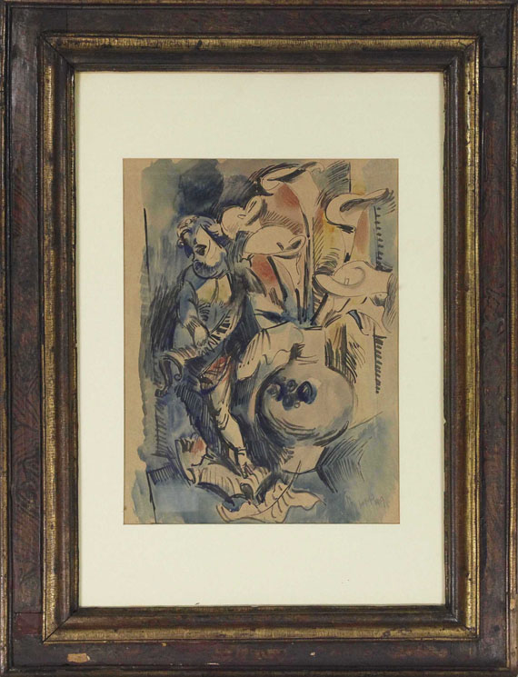 Hermann Max Pechstein - Blumenstillleben mit Puto und Calla - Frame image