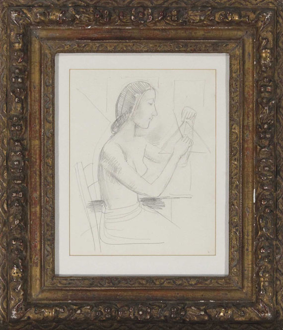 Karl Hofer - Mädchen mit Triangel (sitzend) - Frame image
