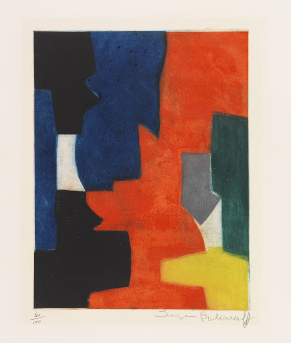 Poliakoff - Composition bleue, rouge, verte et noire