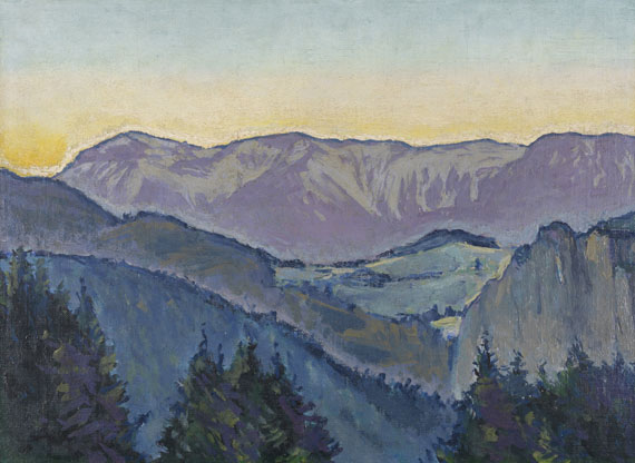 Koloman Moser - Blick auf die Rax von der Villa Mautner v. Markhof im Abendlicht