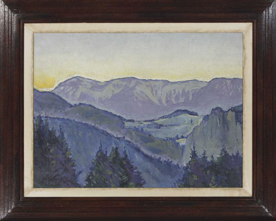 Koloman Moser - Blick auf die Rax von der Villa Mautner v. Markhof im Abendlicht - Frame image