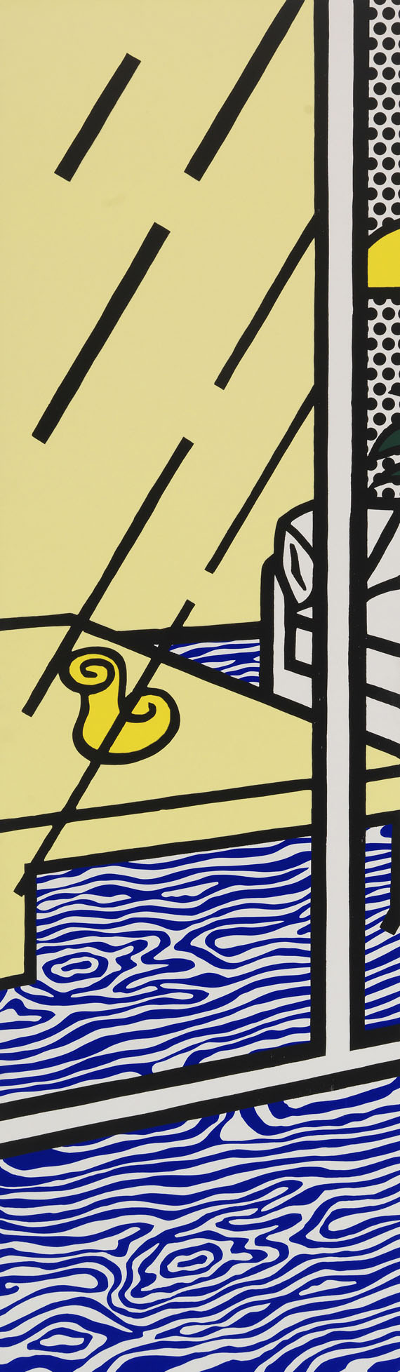 Roy Lichtenstein - Wallpaper with Blue Floor Interior - 