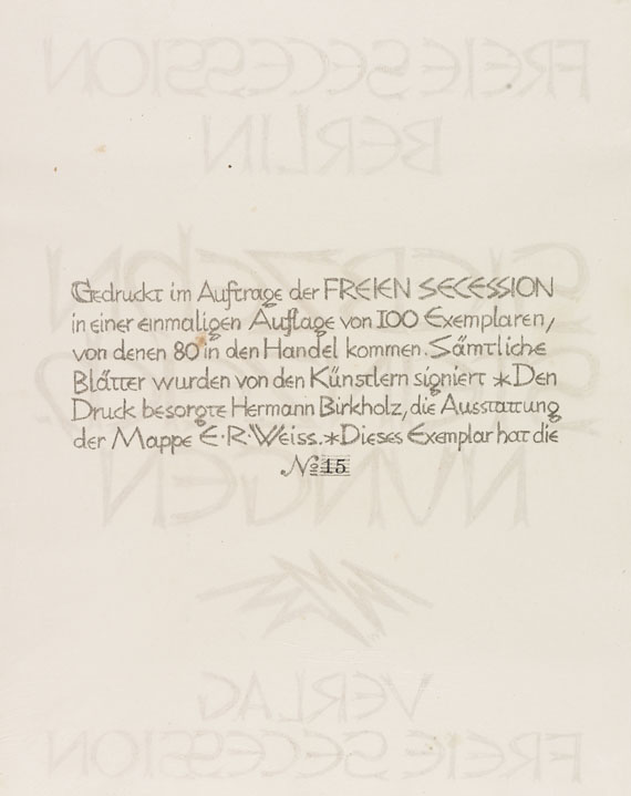   - Freie Secession Berlin, Siebzehn Steinzeichnungen - 