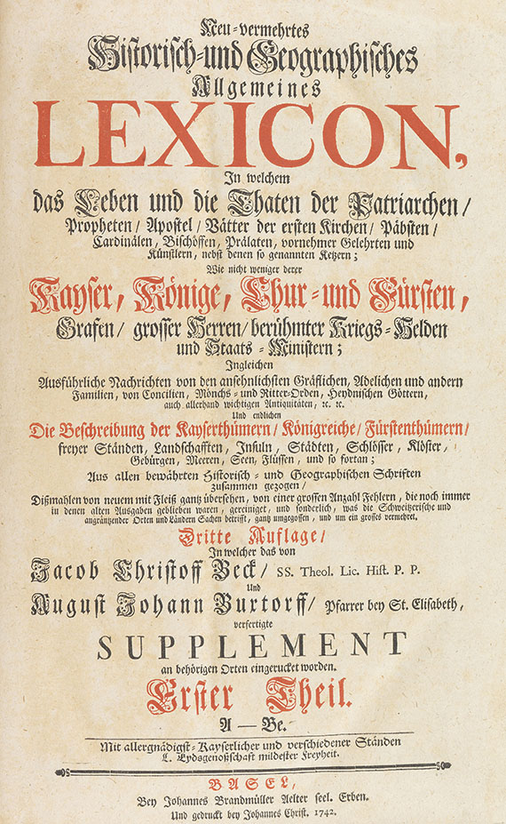Jakob Christoph Iselin - Neu-vermehrtes Lexicon. 6 Bände - 
