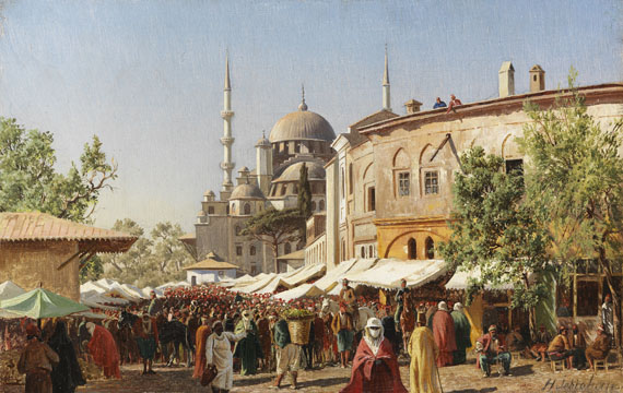 Harald Jerichau - Marktstraße in Konstantinopel mit Hagia Sophia