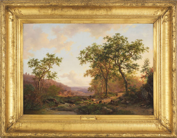 Frederik Marinus Kruseman - Weite Landschaft im Abendlicht - Frame image