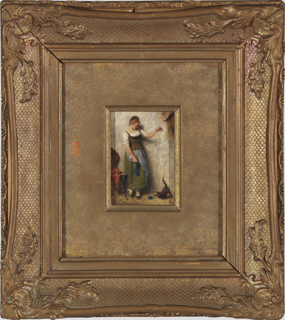 Hugo Kauffmann - Mädchen mit Katze - Frame image