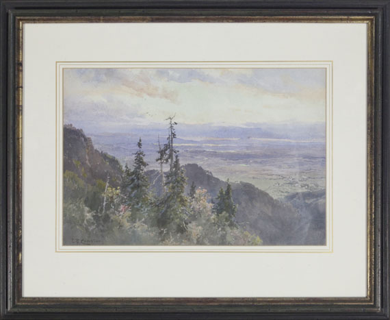 Edward Theodore Compton - An der Benediktenwand (Blick auf Schlehdorf und den Kochelsee?) - Frame image