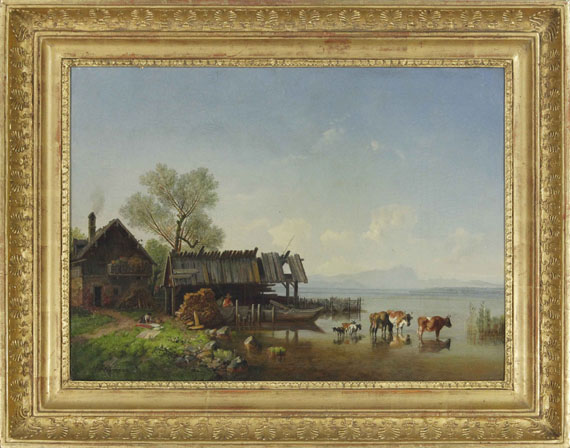 Heinrich Bürkel - Der Starnberger See mit Blick auf das Wettersteingebirge - Frame image