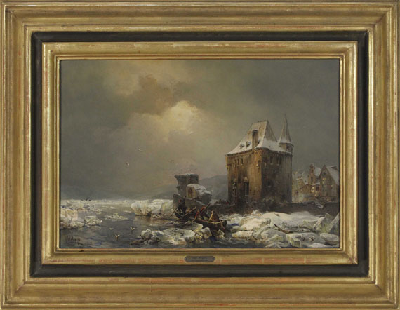 Carl Hilgers - Eisfischer am Wasserschloss - Frame image