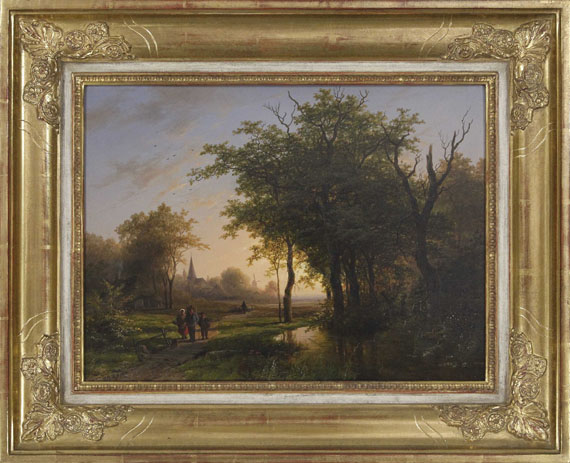 Johann Bernhard Klombeck - Waldlandschaft mit Teich - Frame image