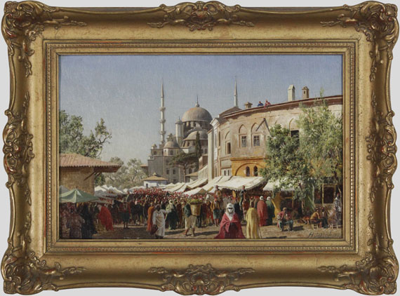 Harald Jerichau - Marktstraße in Konstantinopel mit Hagia Sophia - Frame image