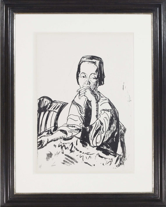 Erich Heckel - Sitzende Frau am Tisch - Frame image