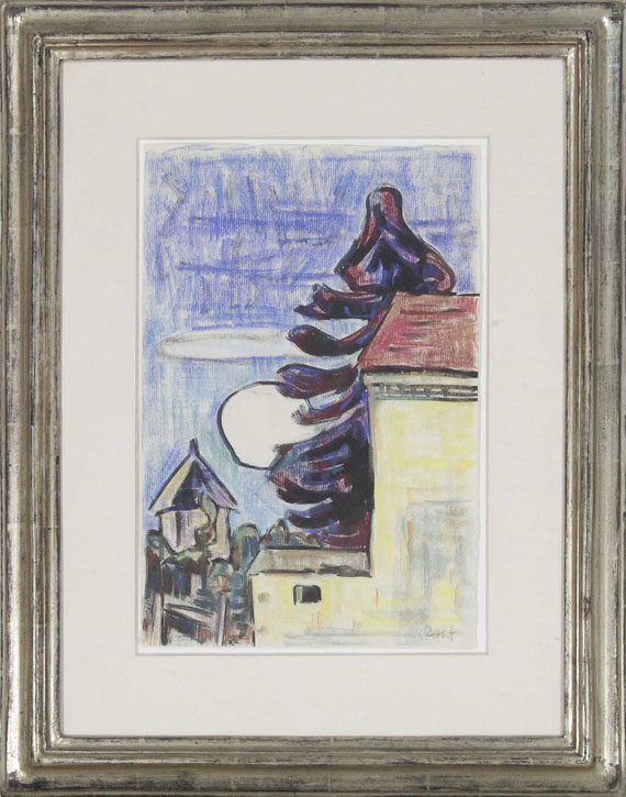 Karl Schmidt-Rottluff - Gebäude mit hoher Tanne - Frame image