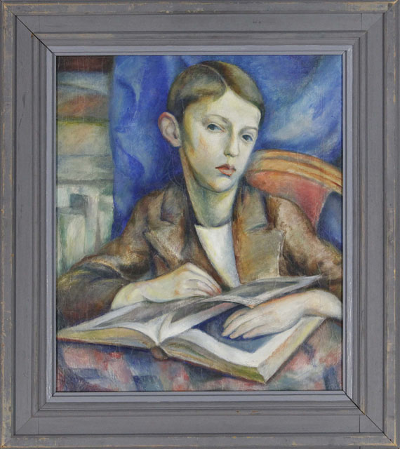 Alexandra Povorina - Knabe mit Bilderbuch - Frame image