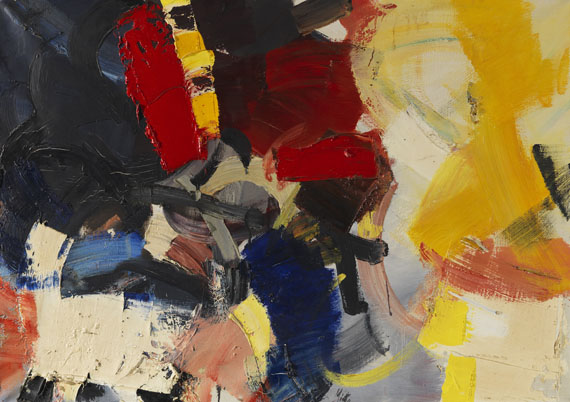 Jean Miotte - Composition rouge, bleue, jaune et noir
