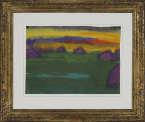 Nolde - Abendliche Marschlandschaft mit Heudiemen