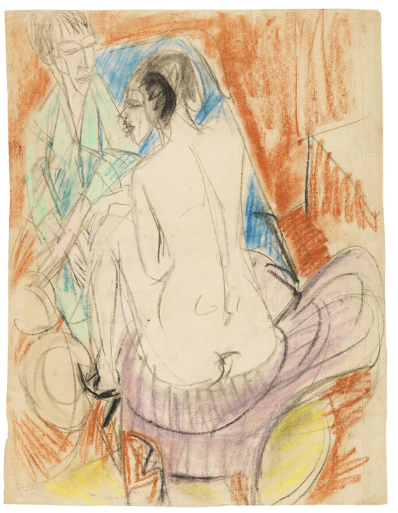 Ernst Ludwig Kirchner - Selbstporträt mit Gerda (Mann und Sitzende im Atelier)
