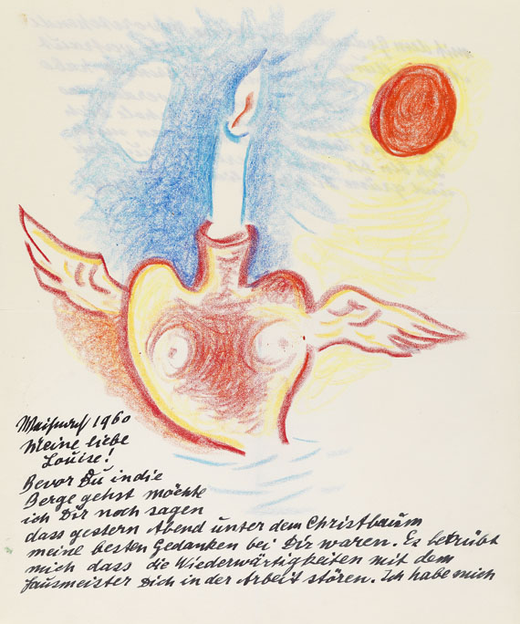 Willi Geiger - Sammlung von Briefen und Orig.-Zeichnungen. 2 Mappen - 