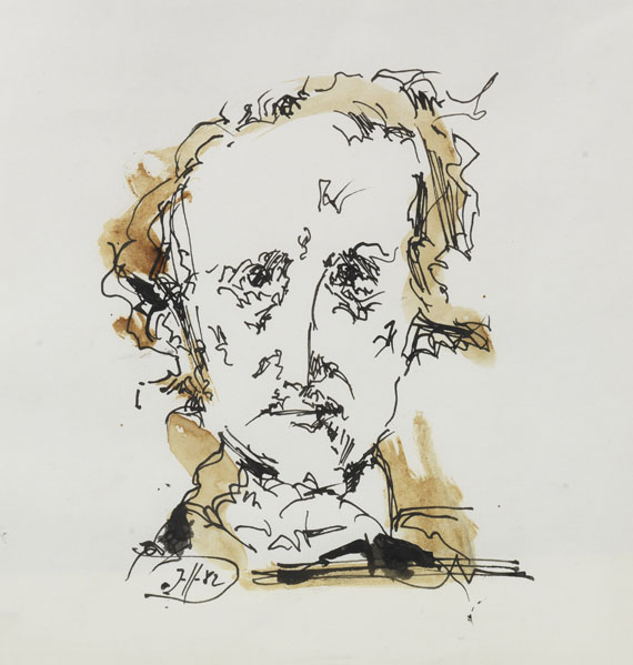 Horst Janssen - Porträtzeichnung Edgar Allan Poe