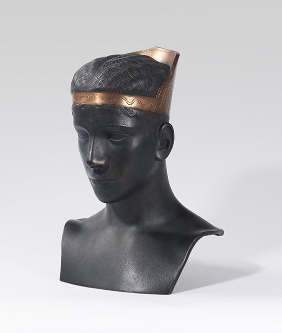 Sascha Schneider - Jünglingsbüste mit ägyptischer Kopfbedeckung - 