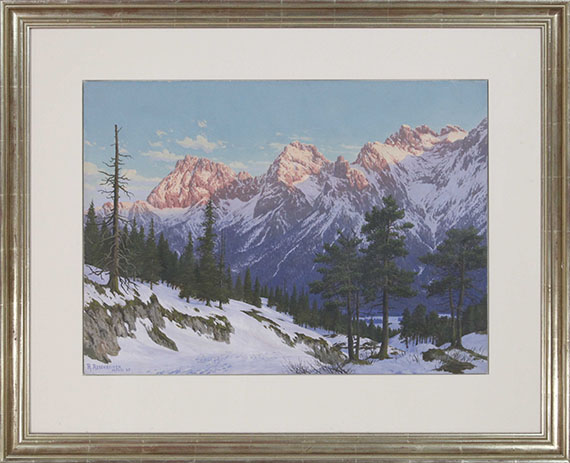 Rudolf Reschreiter - Winterliche Abendstimmung bei Mittenwald - Frame image