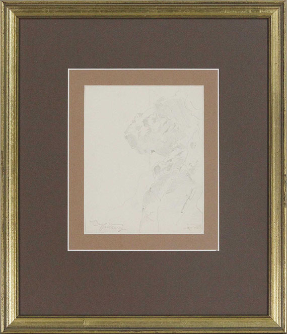 Carl Spitzweg - 3 Bll.: Baumstudie. Felsenstudie. Balkonstudie mit Ladenschild (Wirtschaft zur Fischer-Rosl) - Frame image