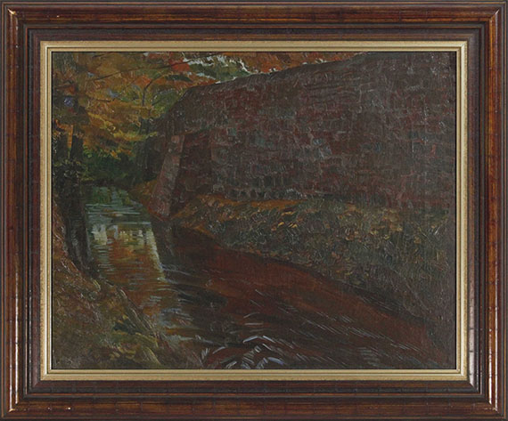 Wilhelm Trübner - Parkmauer in Amorbach - Frame image