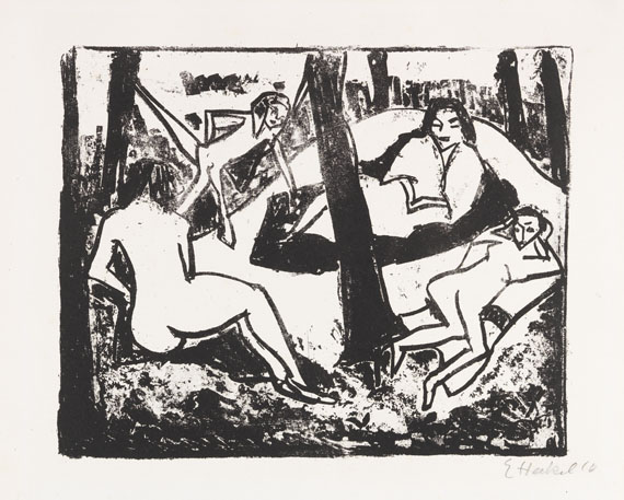 Erich Heckel - Szene im Wald (Akte in Waldlichtung)