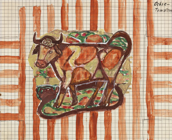 Otto Dix - Lauch und Tomaten / Ochse (Entwurfszeichnungen) - 