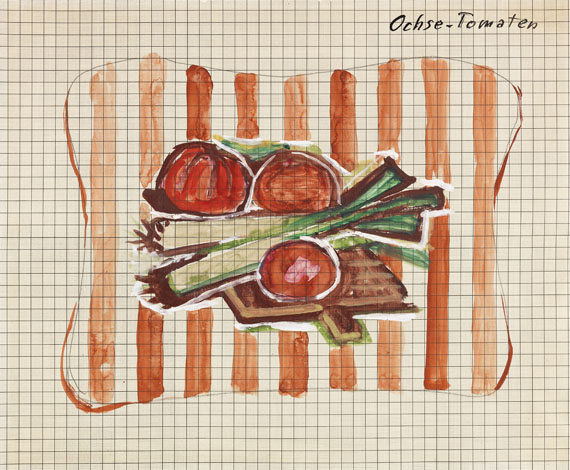 Otto Dix - Lauch und Tomaten / Ochse (Entwurfszeichnungen)