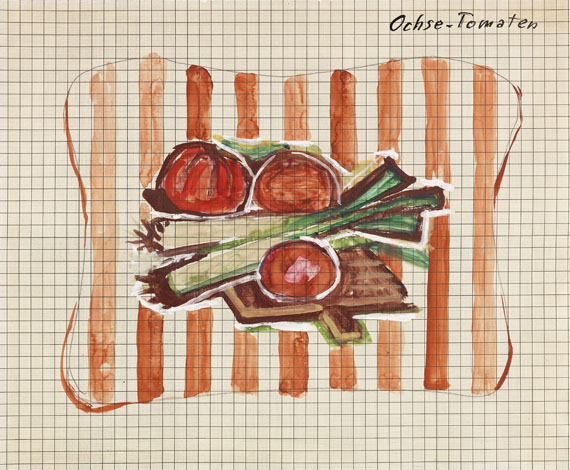 Otto Dix - Lauch und Tomaten / Ochse (Entwurfszeichnungen) - 
