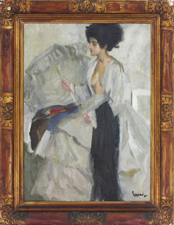 Edward Cucuel - Frau im Atelier - Frame image